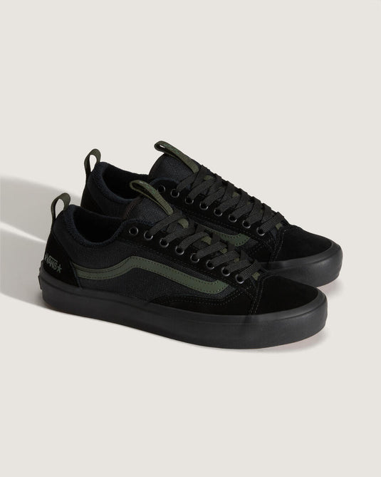 Vans Men's Atiba Jefferson Skate Old Skool 36+ Shoes Black/Dark Green VN000D5RNLX