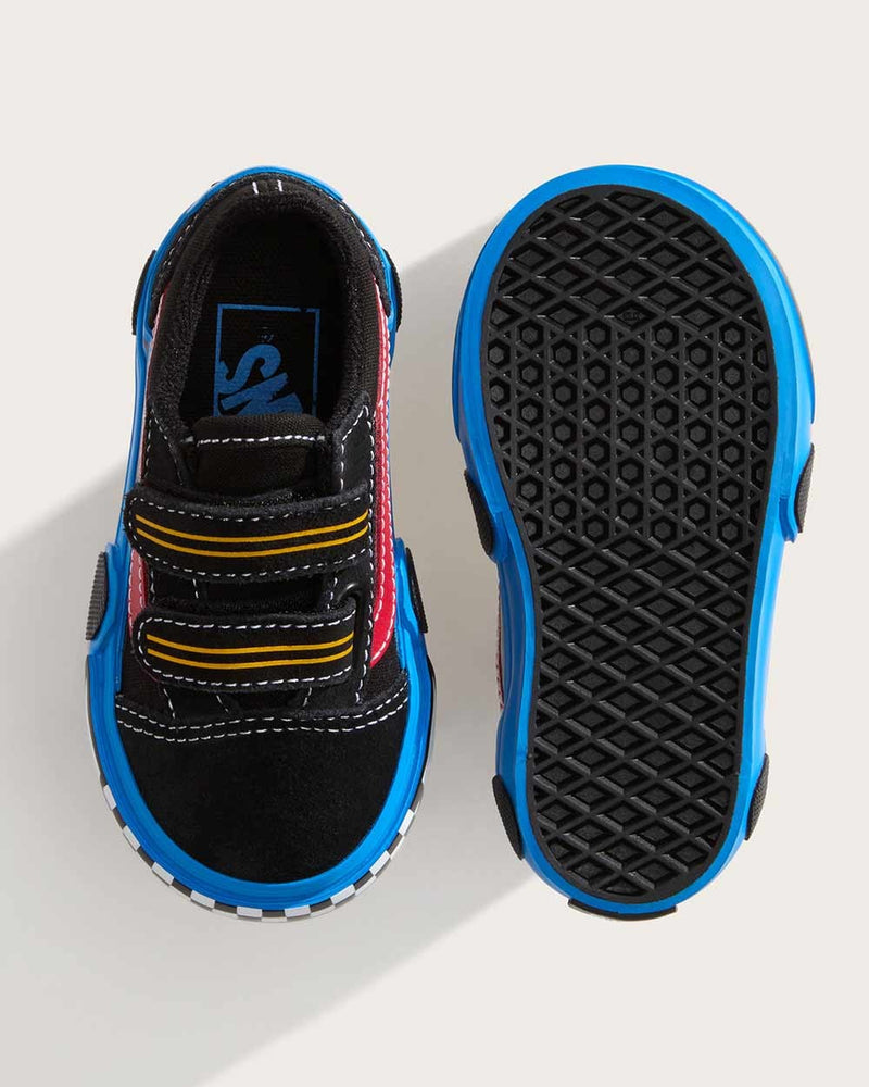 Load image into Gallery viewer, Vans Toddler Old Skool V Car Shoes Black/Blue VN000EE7Y61
