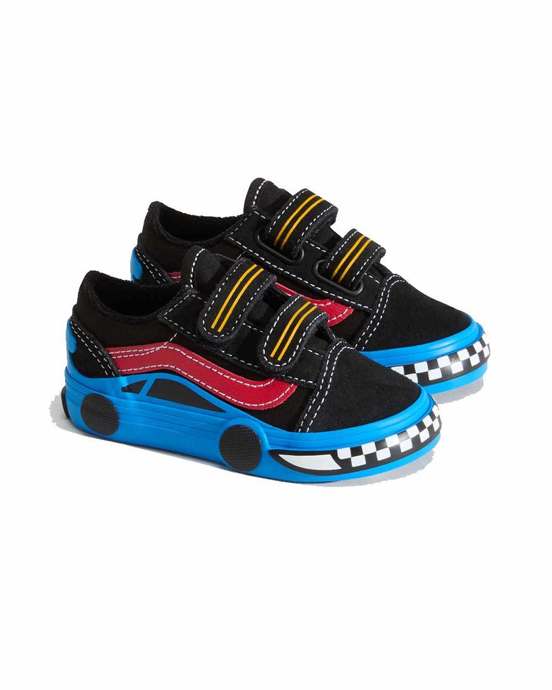 Load image into Gallery viewer, Vans Toddler Old Skool V Car Shoes Black/Blue VN000EE7Y61
