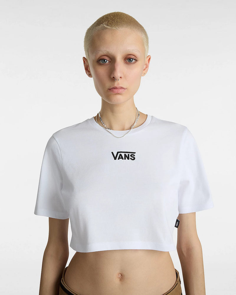 Load image into Gallery viewer, Vans Women&#39;s Flying V Crew Crop T-Shirt White VN000GFFWHT
