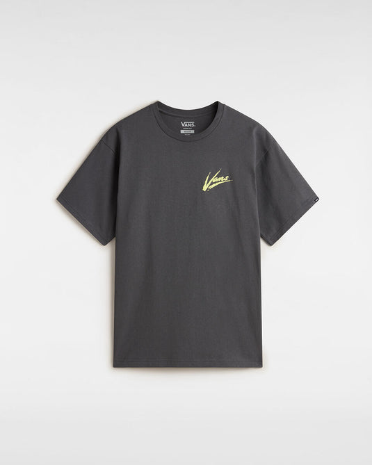 Vans Men's Brush Script T-Shirt Asphalt/Shadow Lime VN000K42EBA