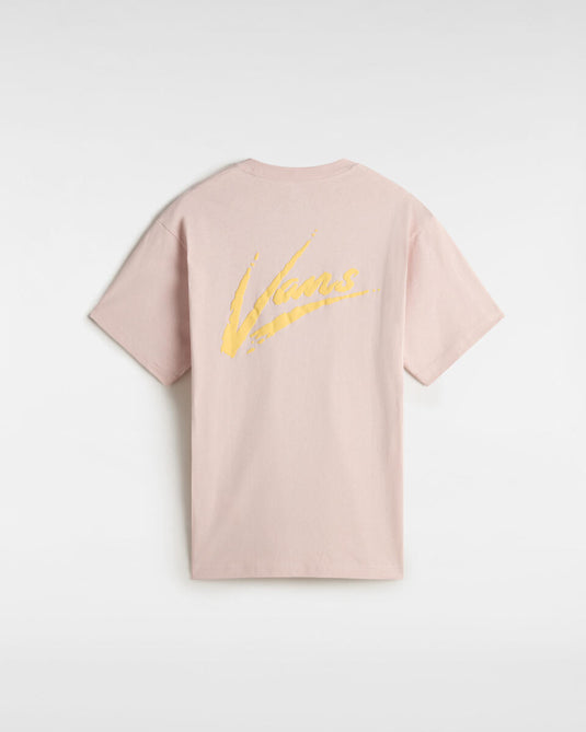 Vans Men's Brush Script Loose Fit T-Shirt Sepia Rose VN000K42O3N