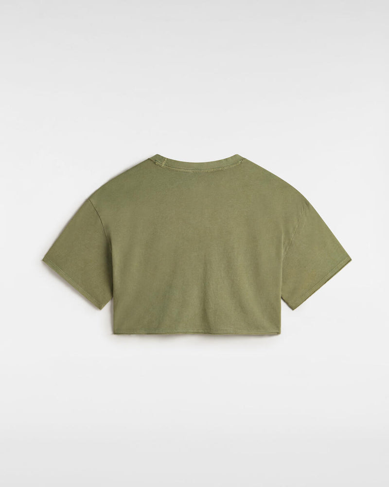 Load image into Gallery viewer, Vans Women&#39;s Relaxed Crop Wash T-Shirt Loden Green VN000M98ZBF
