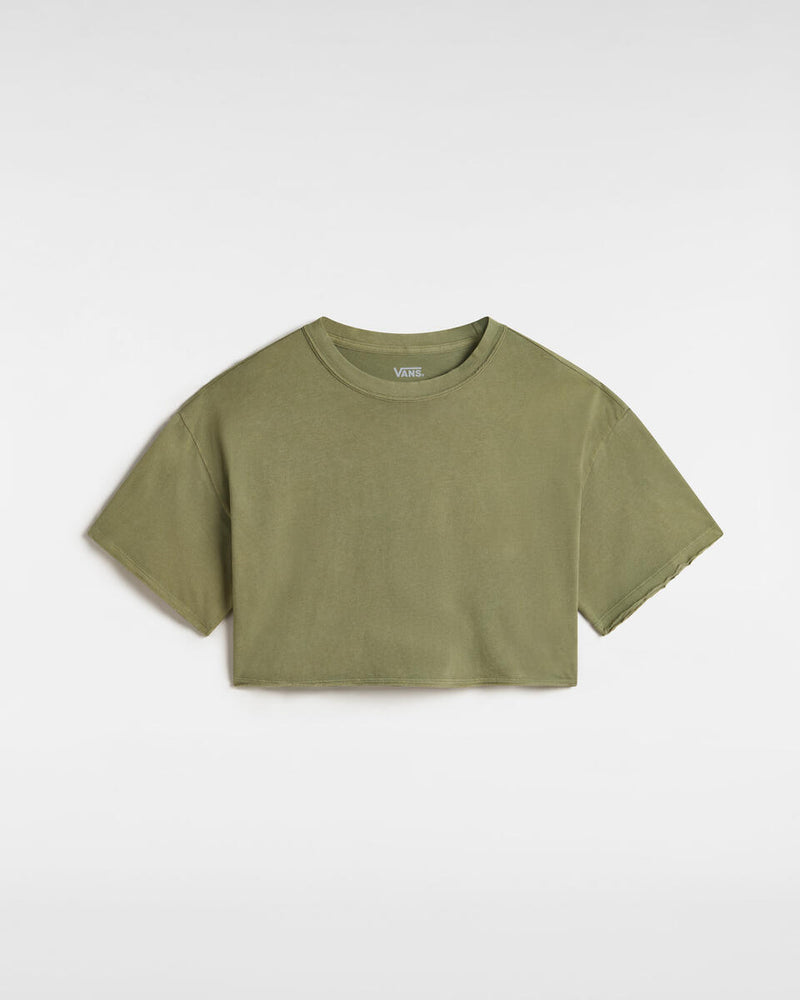 Load image into Gallery viewer, Vans Women&#39;s Relaxed Crop Wash T-Shirt Loden Green VN000M98ZBF
