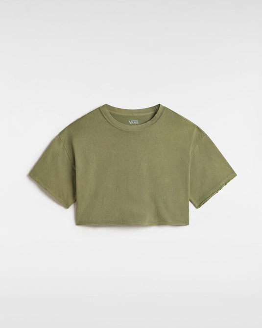 Vans Women's Relaxed Crop Wash T-Shirt Loden Green VN000M98ZBF