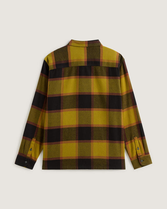 Vans Men's Larkspur Plaid Flannel Shirt Burnt Gold Yellow/Black VN000P7ZF0H