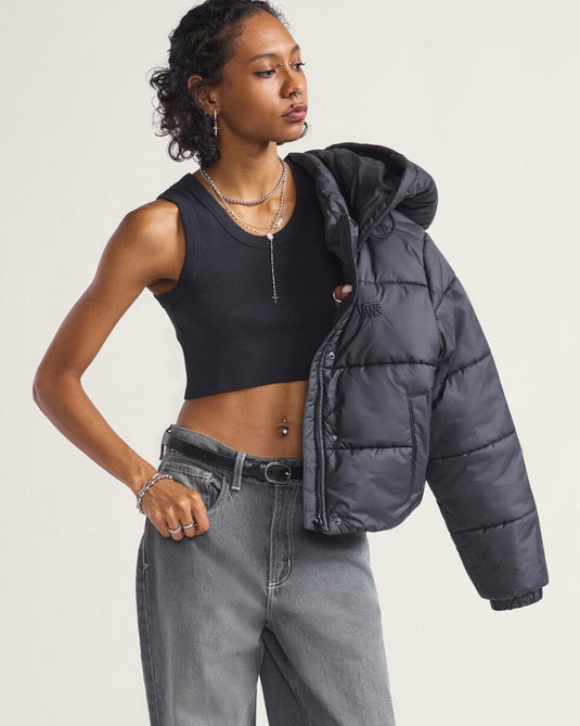 Vans Women's Hillgate Cropped Puffer Jacket Black VN000PK1BLK