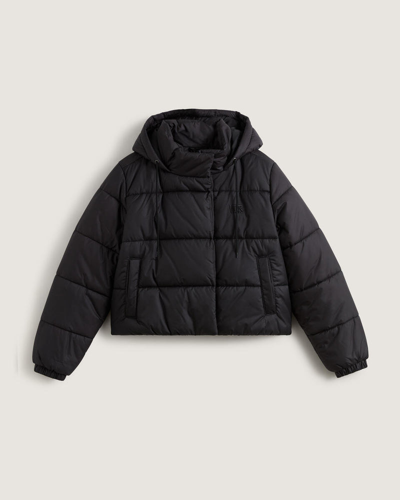 Load image into Gallery viewer, Vans Women&#39;s Hillgate Cropped Puffer Jacket Black VN000PK1BLK
