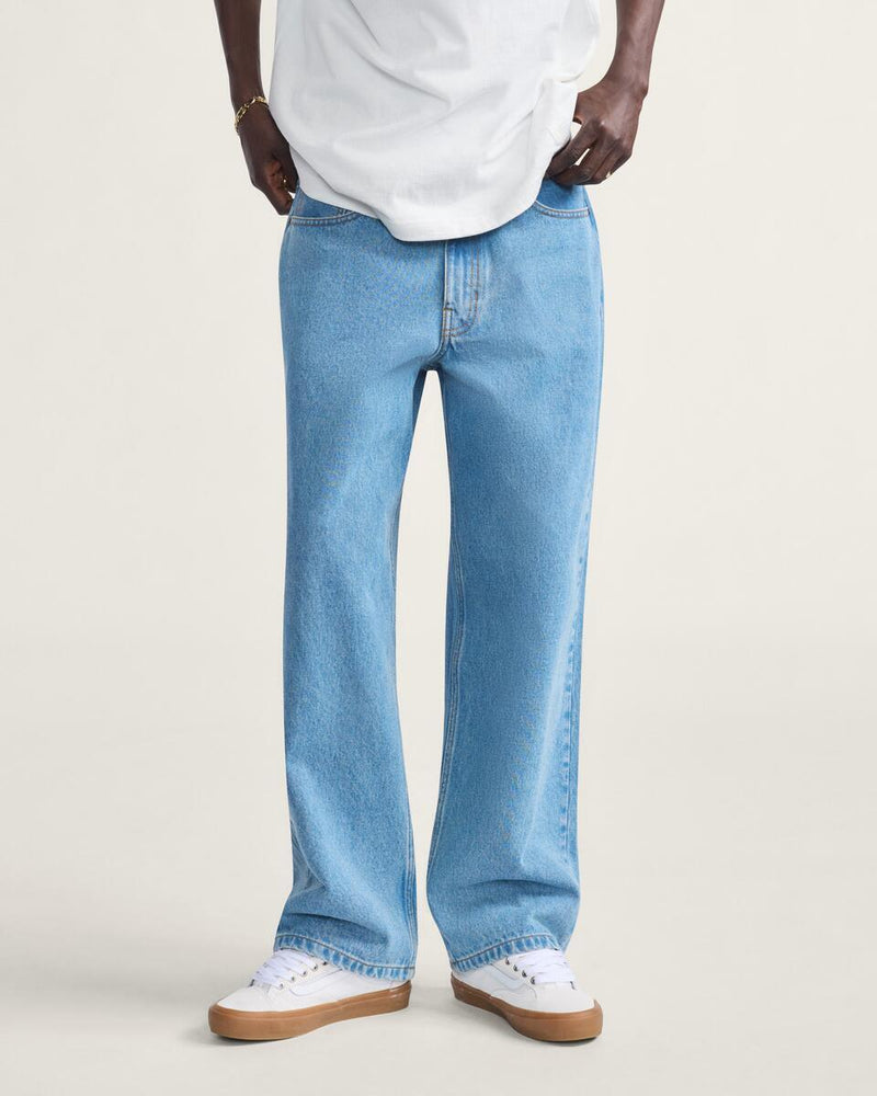 Load image into Gallery viewer, Vans Men's Check-5 Baggy Denim Pants Stone Wash/Blue VN000PQHCDX
