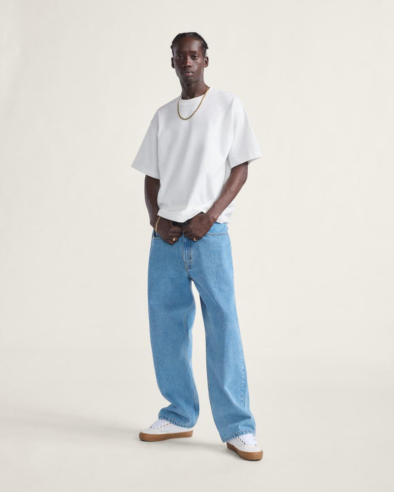 Load image into Gallery viewer, Vans Men's Check-5 Baggy Denim Pants Stone Wash/Blue VN000PQHCDX
