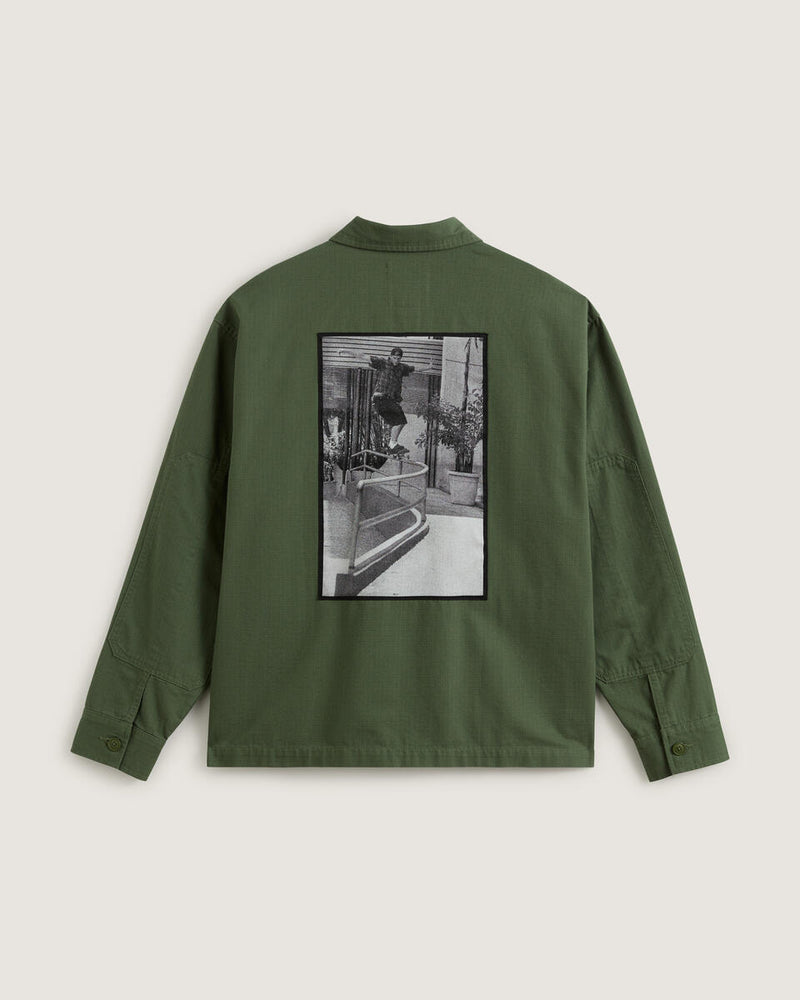Load image into Gallery viewer, Vans Men&#39;s Skate Military Overshirt by Atiba Jefferson Pine Forest Green VN000R38EN61
