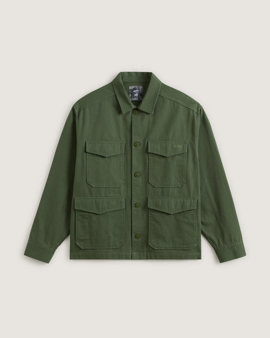 Vans Men's Skate Military Overshirt by Atiba Jefferson Pine Forest Green VN000R38EN61