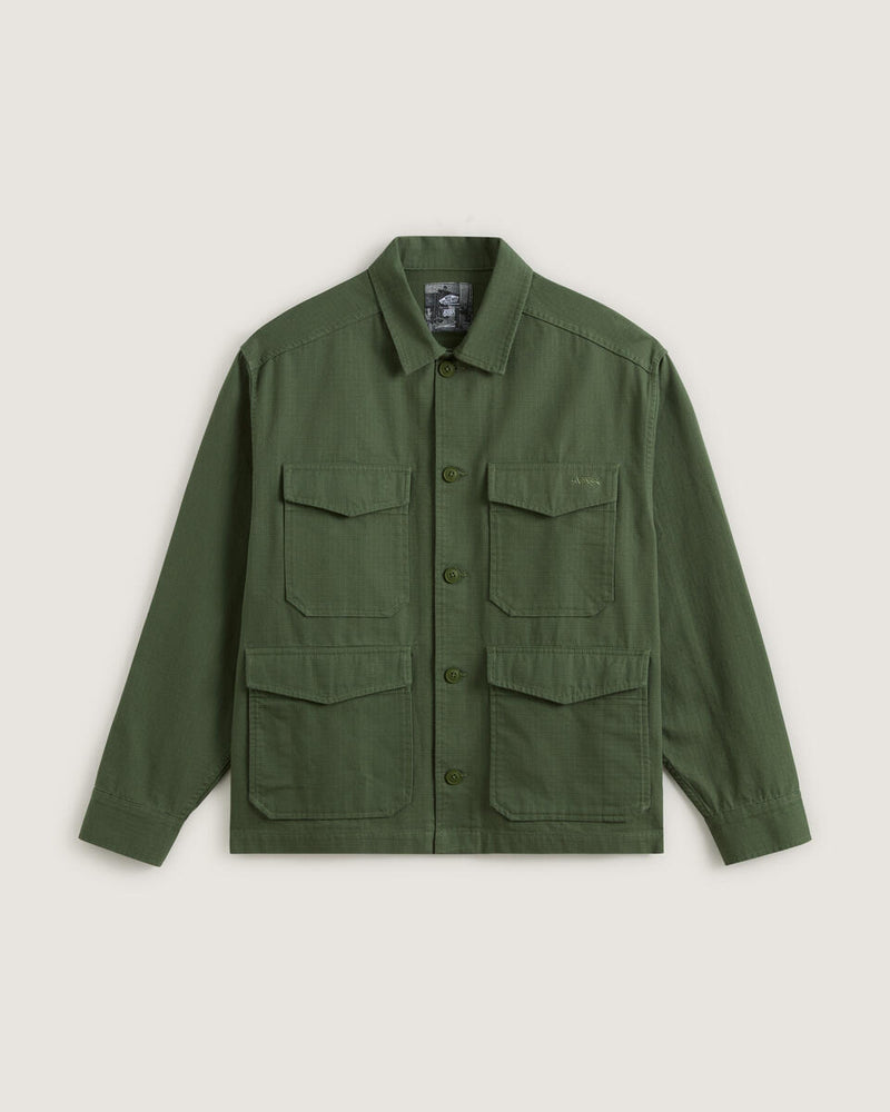 Load image into Gallery viewer, Vans Men&#39;s Skate Military Overshirt by Atiba Jefferson Pine Forest Green VN000R38EN61
