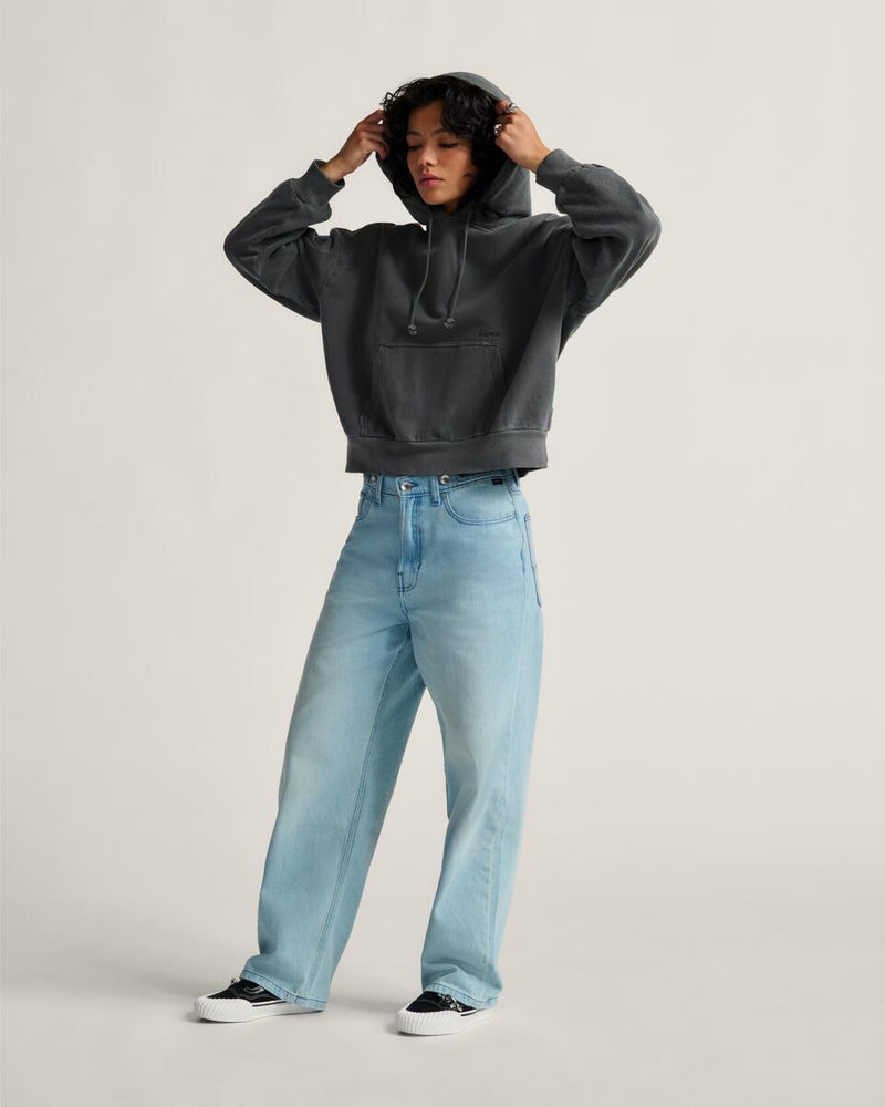 Load image into Gallery viewer, Vans Women&#39;s Cinched Check 5 Pockets Pants Light Stonewash VN000R4STTJ
