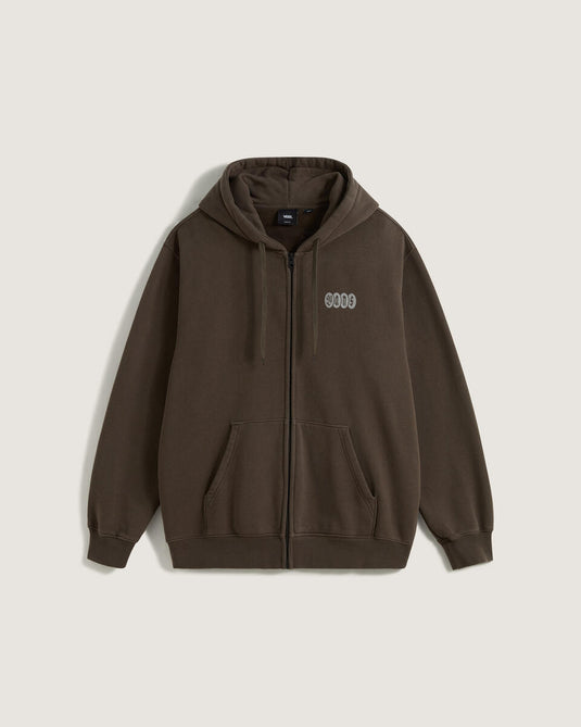 Vans Men's Earthbound Loose Fit Full Zip Hoodie Coal Brown VN000RDCEMP