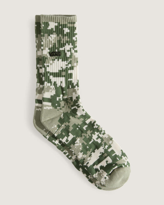 Vans Unisex Downing Crew Socks Digi Camo Green VN000T03GCY