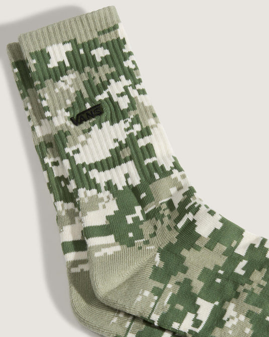 Vans Unisex Downing Crew Socks Digi Camo Green VN000T03GCY