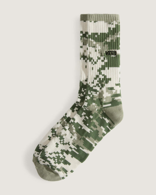 Vans Unisex Downing Crew Socks Digi Camo Green VN000T03GCY