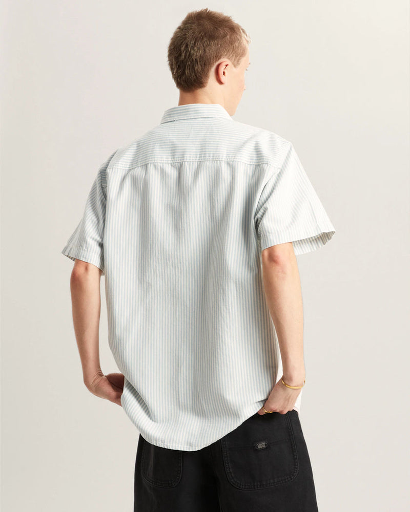 Load image into Gallery viewer, Vans Men's Lawson Stripe SS Shirt Dawn Mist/Marshmallow VN000TAGGCH
