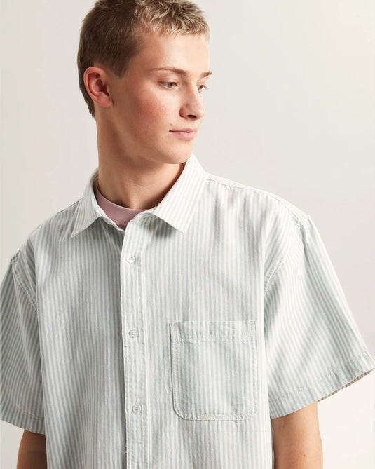 Vans Men's Lawson Stripe SS Shirt Dawn Mist/Marshmallow VN000TAGGCH