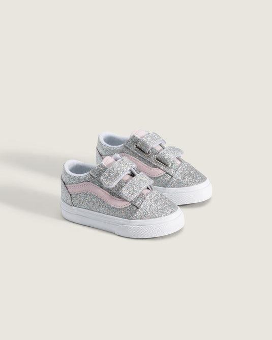 Vans Toddler Old Skool V Shoes (1-4 years) Glitter Silver/Pale Petal VN000VB2HN3