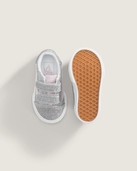 Vans Toddler Old Skool V Shoes (1-4 years) Glitter Silver/Pale Petal VN000VB2HN3