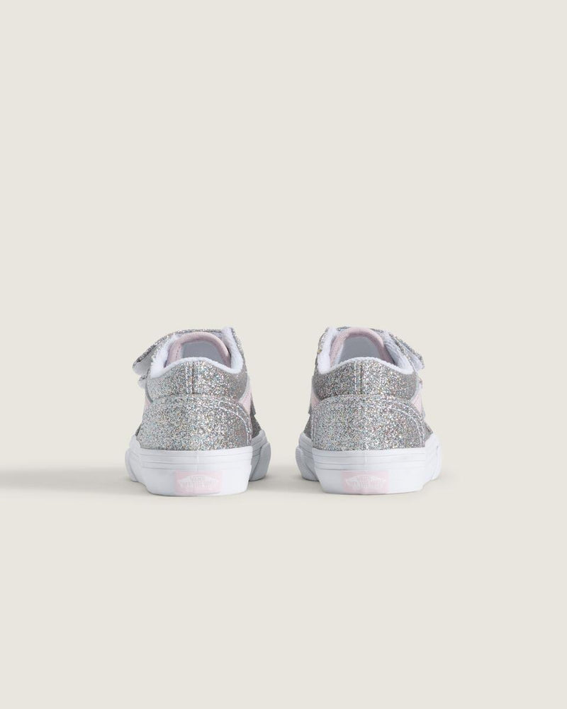 Load image into Gallery viewer, Vans Toddler Old Skool V Shoes (1-4 years) Glitter Silver/Pale Petal VN000VB2HN3
