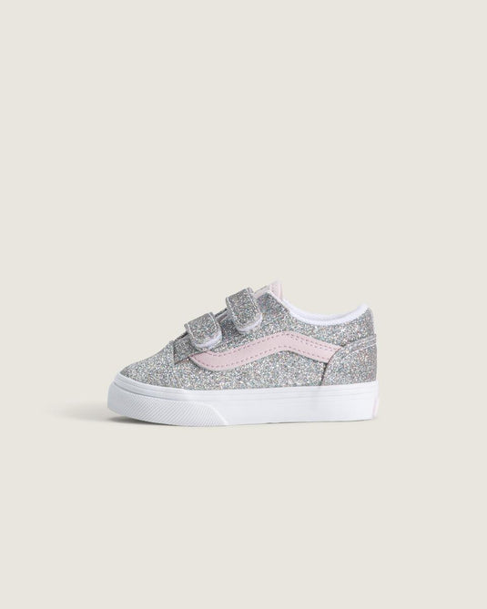 Vans Toddler Old Skool V Shoes (1-4 years) Glitter Silver/Pale Petal VN000VB2HN3