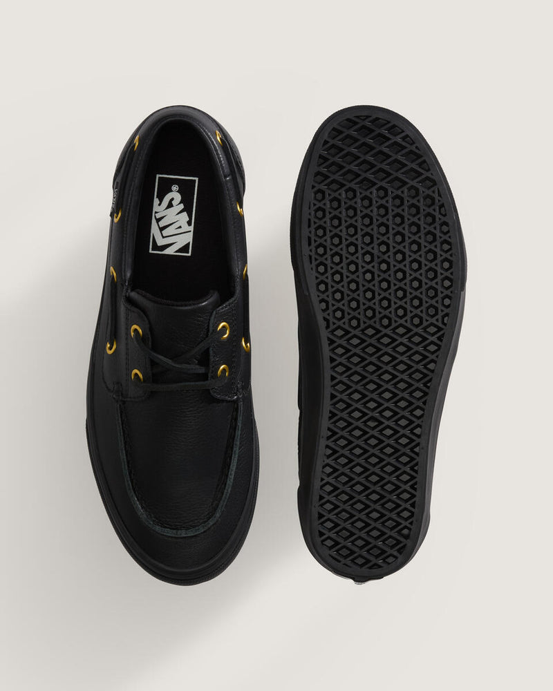 Load image into Gallery viewer, Vans Unisex 2-Eyelet Boat Shoe Leather Black VN000Z11CJK
