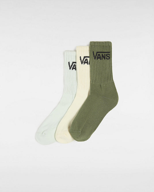 Vans Women's Classic Crew Socks (3 Pairs) Green VN0A49ZFCHF