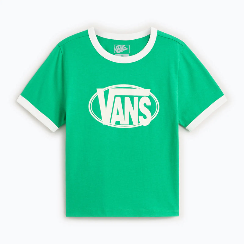 Load image into Gallery viewer, Vans Women's Center Chest Ringer T-Shirt Vivid Verdant VN000TXSFLX
