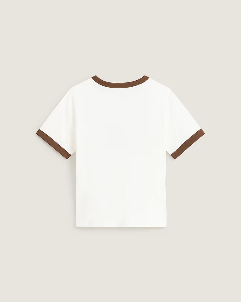 Load image into Gallery viewer, Vans Women's Center Chest Ringer T-Shirt Egret VN000TXSC9F
