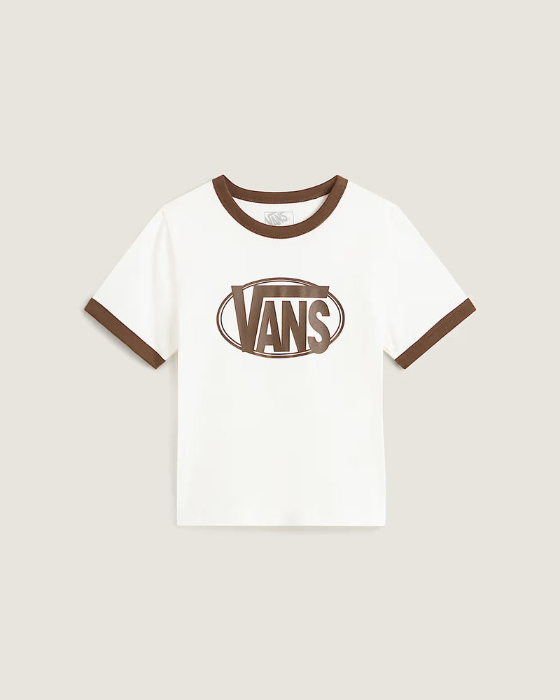 Load image into Gallery viewer, Vans Women's Center Chest Ringer T-Shirt Egret VN000TXSC9F

