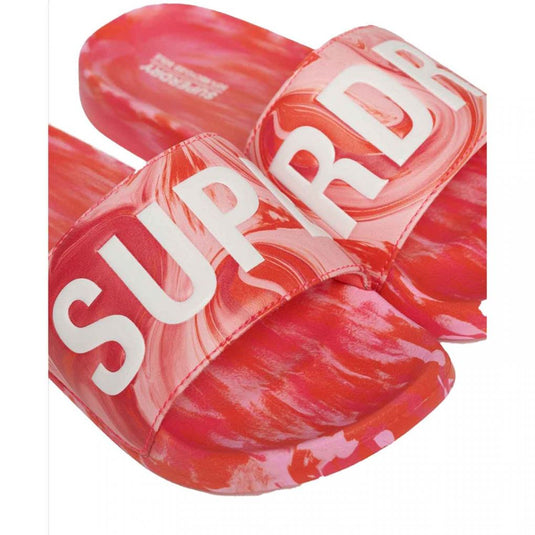Superdry Women's Marble Vegan Pool Slide Hyper Fire Pink Aop WF310218A