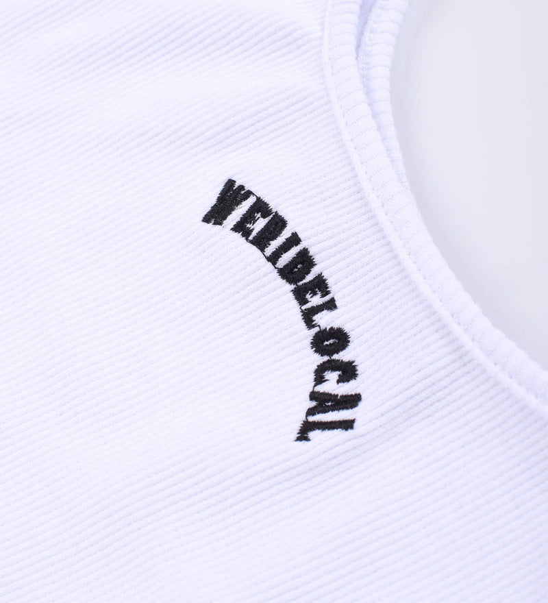 Load image into Gallery viewer, We Ride Local Women's Typo Ribbed Crop Tank Top White FRCTTW_SS26
