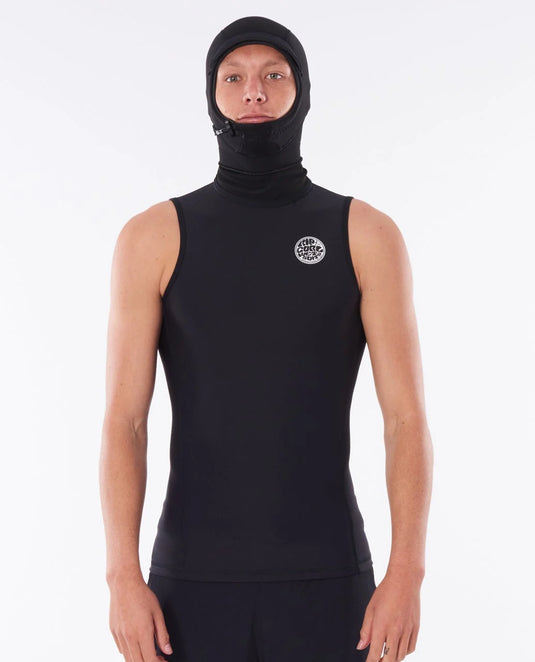 Rip Curl Men's Flashbomb Neo Poly Hooded Vest Wetsuit Black WVEYDM