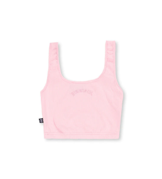 We Ride Local Women's Typo Ribbed Crop Tank Top Baby Pink FRCTTBP_SS26