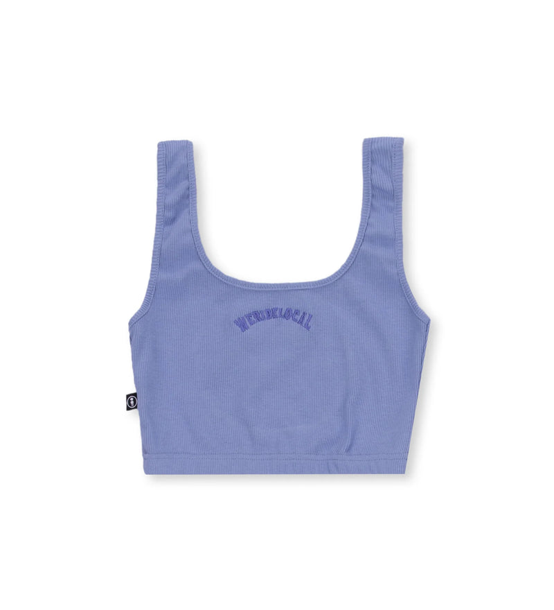 Load image into Gallery viewer, We Ride Local Women's Typo Ribbed Crop Tank Top Sky Purple FRCTTSP_SS26
