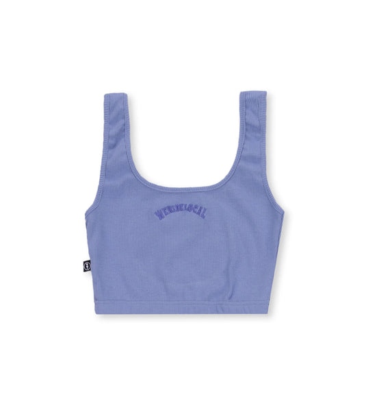 We Ride Local Women's Typo Ribbed Crop Tank Top Sky Purple FRCTTSP_SS26