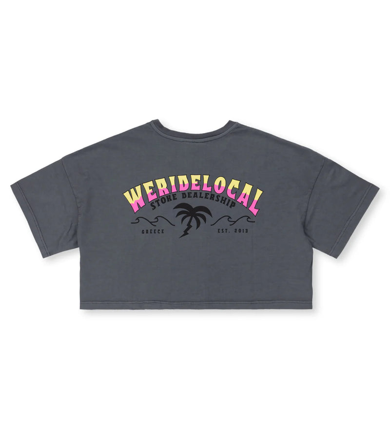 Load image into Gallery viewer, We Ride Local Women's Swell Pigment Crop Top T-shirt Black FCTSPB_SS26
