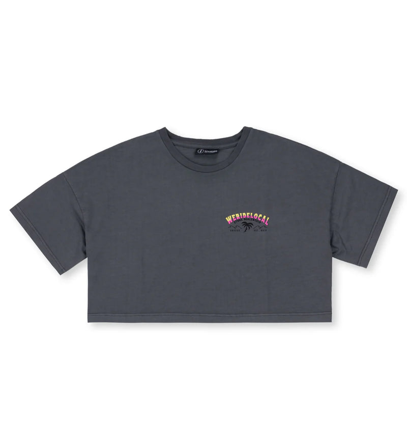 Load image into Gallery viewer, We Ride Local Women's Swell Pigment Crop Top T-shirt Black FCTSPB_SS26
