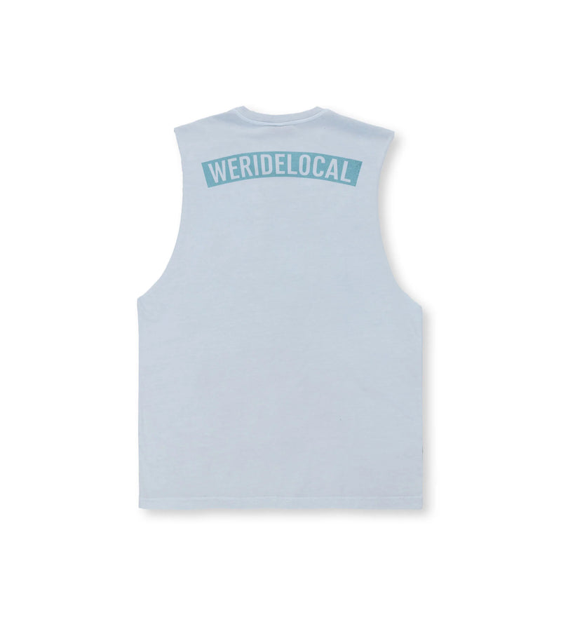 Load image into Gallery viewer, We Ride Local Men's Union Teal Raw Cut Tank Top Light Blue MTTRCURT_SS26
