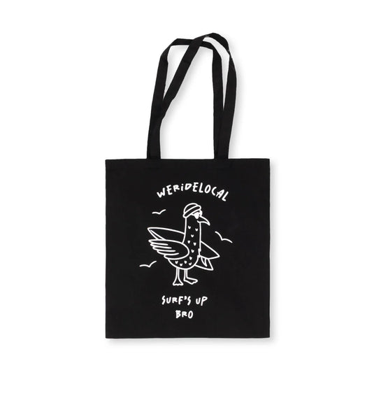We Ride Local Unisex Surf's Up Tote Bag Black TBSUB_SS26