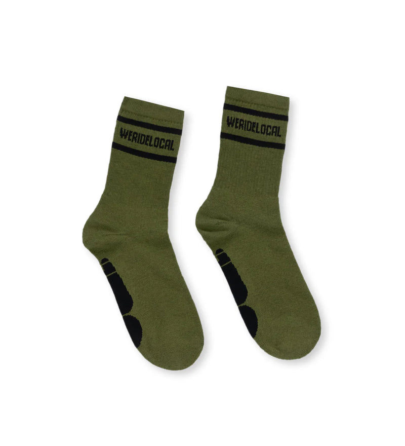 Load image into Gallery viewer, We Ride Local Unisex Division Socks Olive SDO_SS26
