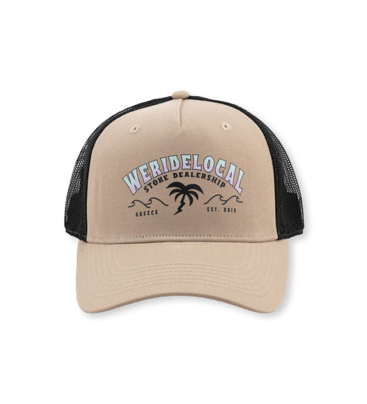 We Ride Local Unisex Swell Trucker Hat Sand CTSS_SS26
