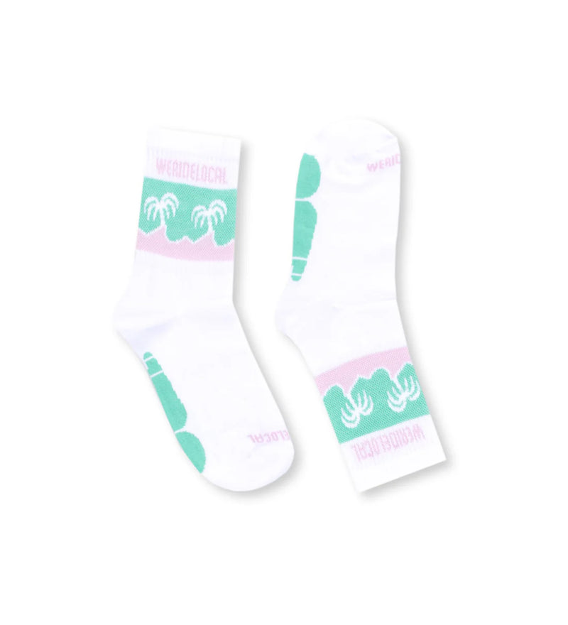 Load image into Gallery viewer, We Ride Local Women's Tropic Band Socks White SMTBW_SS26
