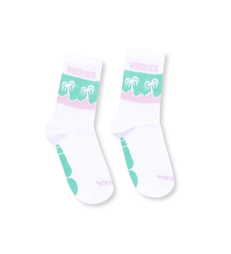 Load image into Gallery viewer, We Ride Local Women's Tropic Band Socks White SMTBW_SS26

