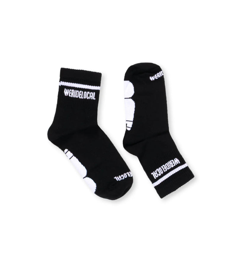 Load image into Gallery viewer, We Ride Local Unisex Typo Socks Black SSTB_SS26
