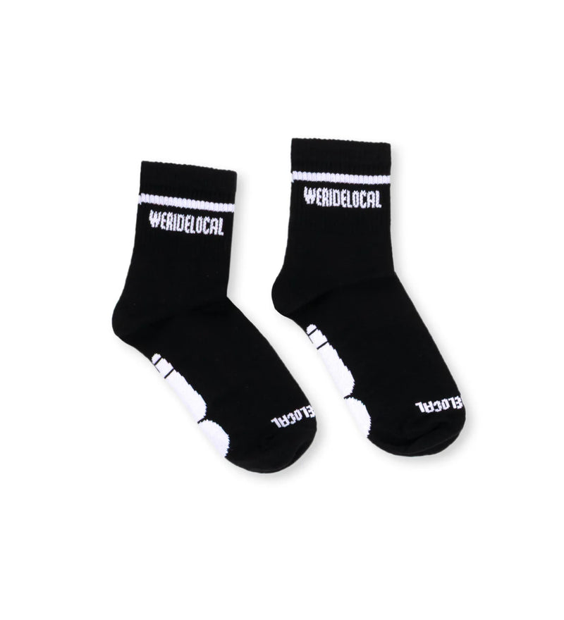 Load image into Gallery viewer, We Ride Local Unisex Typo Socks Black SSTB_SS26
