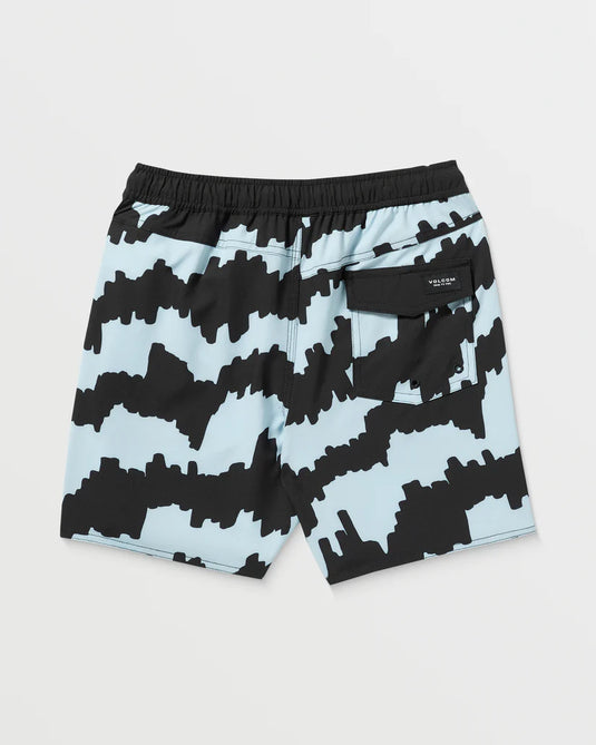 Volcom Kid's Lido Print Trunk Boardshort Ice Blue XA490VB8_ICB